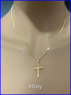 18K Saudi Gold Necklace 18 Chain with Cross Pendant 3.83 grams