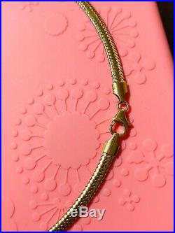 18K Saudi Gold Omega Chain Womens Necklace 16 Long Choker Two Tone 4mm