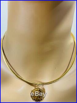 18K Saudi Gold Queen Necklace With 16 Omega Reversible Chain