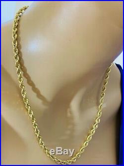 18K Saudi Gold Rope Chain Necklace With 20 Long 5mm