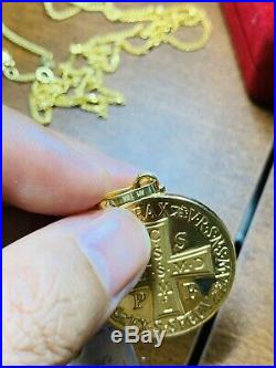 18K Saudi Gold Set Cross Necklace With 24 Long