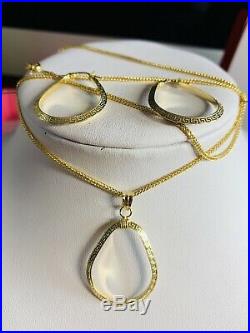 18K Saudi Gold Set Hoops Necklace & Earring With 18 Long