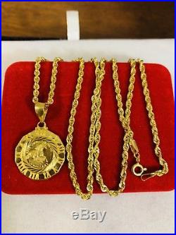 18K Saudi Gold Set Horse Necklace With 20 Long