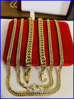18K Saudi Gold Set Necklace & Bracelet 8 With 22 Long Chain