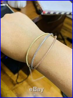 18K Saudi Gold Tri Color Bracelet Freesize Adjustable