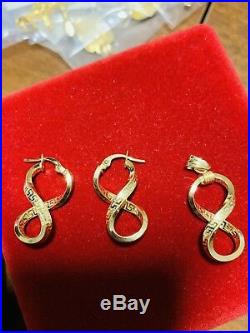 18K Saudi Gold Womens Infinity Earring & Pendant