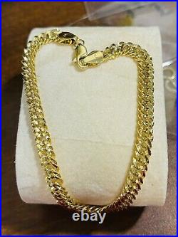 18K Saudi Real Fine Gold MENS WOMEN'S Cuban Bracelet FITS 8.5 Long 6mm 4.95gram