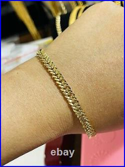 18K Saudi Real Fine Gold MENS WOMEN'S Cuban Bracelet FITS 8.5 Long 6mm 4.95gram