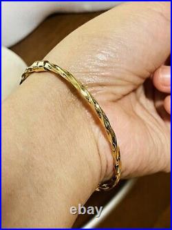 18K Saudi Real Fine UAE Gold WOMEN'S Bangle Bracelet 6-7 Long Sm/Med 3.2mm 7.2g