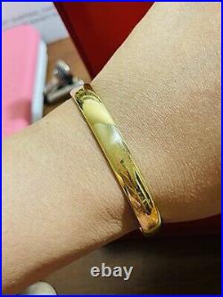 18K Saudi Real Fine UAE Gold WOMEN'S Bangle Bracelet 6-7 Long Sm/Med 9mm 8.84g