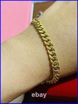 18K Saudi Real Fine UAE Gold WOMEN'S Cuban Bracelet FITS 7 Long Medium 6mm 6.2g