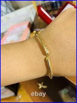 18K Saudi YELLOW Gold Bracelet WOMENS Bangle Free-size SMALL MED LARGE 6.93G