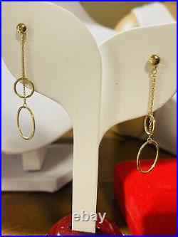 18K Saudi Yellow 750 Gold Fine Womens Dangle Earring 2.2g 1.8 Long USA SELLER