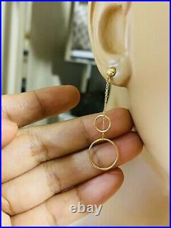 18K Saudi Yellow 750 Gold Fine Womens Dangle Earring 2.2g 1.8 Long USA SELLER