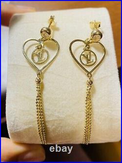 18K Saudi Yellow 750 Gold Fine Womens Dangle Earring 3.2g 2.2 Long USA SELLER