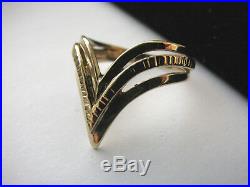 18ct+ Finest Yello Gold Vintage Designer Wishbone Ring 3.8g Size P 1/4 Us 8 Mint