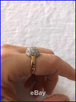 18k Solid Gold Ring Dome-shaped With Simulated Diamond Stones Size 5.5 Looks New