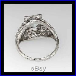 1920's VTG Antique filigree 2.45ct round diamond engagement 14k white gold ring