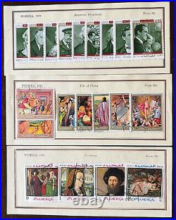 1969-70 Fujeira Stamps Lot Presidents, Christ, Paintings On Approval Sheets