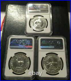 1970 Ajman UAE 7.5R Three Silver Proof coins NGC MS6768