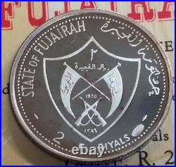 1970 Emirate of Fujairah 2 Riyals Silver AH Richard Nixon 1389 Item #296