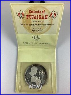 1970 Fujairah 10 riyals Pilgrim in Australia proof silver coin