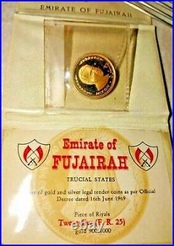 1970 UAE Trucial State of Fujairah 25 Riyals Gold Coin Richard Nixon