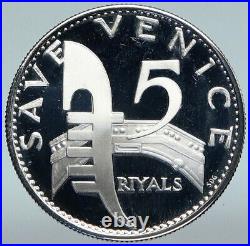 1971 AJMAN United Arab Emirates SAVE VENICE Old PROOF Silver 5 Riyal Coin i89653