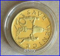 1971 United Arab Emirates UAE Ajman 25 Riyals Gold Coin Save Venice Rashid 5.2 g