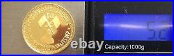 1971 United Arab Emirates UAE Ajman 25 Riyals Gold Coin Save Venice Rashid 5.2 g