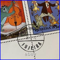 1972 Fujeira Aristocats Disney Stamps Complete Sheet Cto Cancel