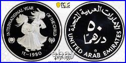 1980-CHI United Arab Emirates Silver 50 Dirhams Year Of The Child, PCGS PR69 DCAM
