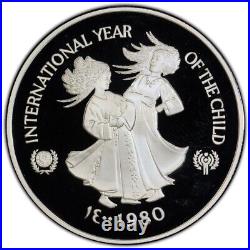 1980-CHI United Arab Emirates Silver 50 Dirhams Year Of The Child, PCGS PR69 DCAM