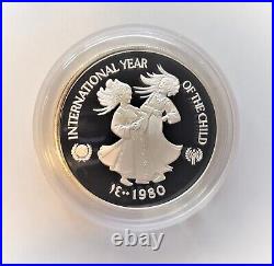 1980 United Arab Emirates 50 Dirhams KM7 Proof. 925 Silver Year of the Child