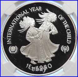 1980 United Arab Emirates YEAR OF THE CHILD Proof Silver 50 Dir Coin NGC i106395