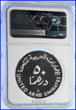 1980 United Arab Emirates YEAR OF THE CHILD Proof Silver 50 Dir Coin NGC i106401