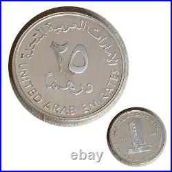 1998 United Arab Eimirates UAE 25 Dirhams Silver Coin 35 Anniversary Dubai Bank