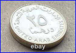 1998 United Arab Eimirates UAE 25 Dirhams Silver Coin 35 Anniversary Dubai Bank