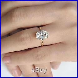 2.00 Ct Oval Cut Diamond Solitaire Engagement Promise Ring Solid 14K Yellow Gold