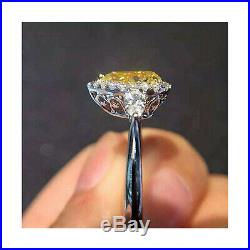 2.85 carat fancy intense yellow halo pear engagement 14k white gold diamond ring