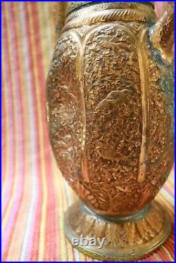 2 Vintage Large 22 Middle Eastern Carved Copper Tea Urns United Arab Emirates