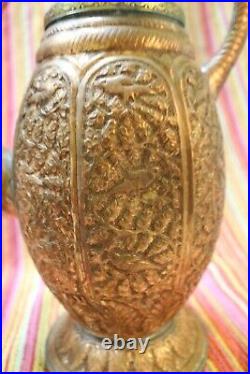 2 Vintage Large 22 Middle Eastern Carved Copper Tea Urns United Arab Emirates