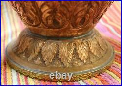 2 Vintage Large 22 Middle Eastern Carved Copper Tea Urns United Arab Emirates