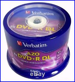 200 VERBATIM DVD+R DL Dual Layer AZO 8.5GB 8X Logo 50pk Spindle 97000 EXPEDITED