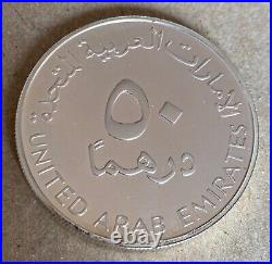 2004 United Arab Emirates UAE 50 Dirhams Coin Sharjah City Humanitarian Service