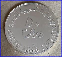 2004 United Arab Emirates UAE 50 Dirhams Silver Coin International Children Fund