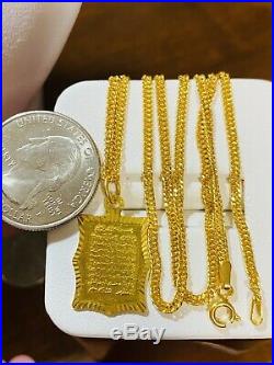 21K 875 FINE Saudi Gold Fine 16 Long WOMEN'S Book Necklace 2mm USA Seller