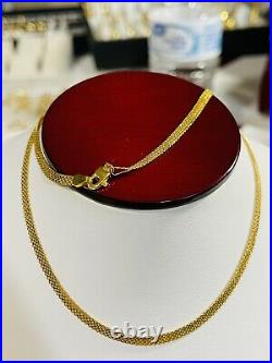 21K 875 Fine Saudi Gold Women's 20 Long Flat Chain Necklace 5.1g 3.2mm FastShip