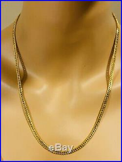 21K Fine Real Yellow Gold Cuban Mens Chain Necklace With 22 Long 4mm USA Seller