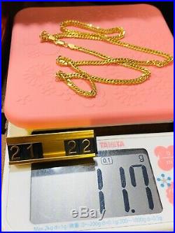 21K Fine Real Yellow Gold Cuban Mens Chain Necklace With 22 Long 4mm USA Seller